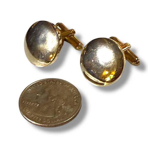 Vintage Hayward Cufflinks Mens Gold Tone Round High Polish Monogram Ready - Picture 4 of 5